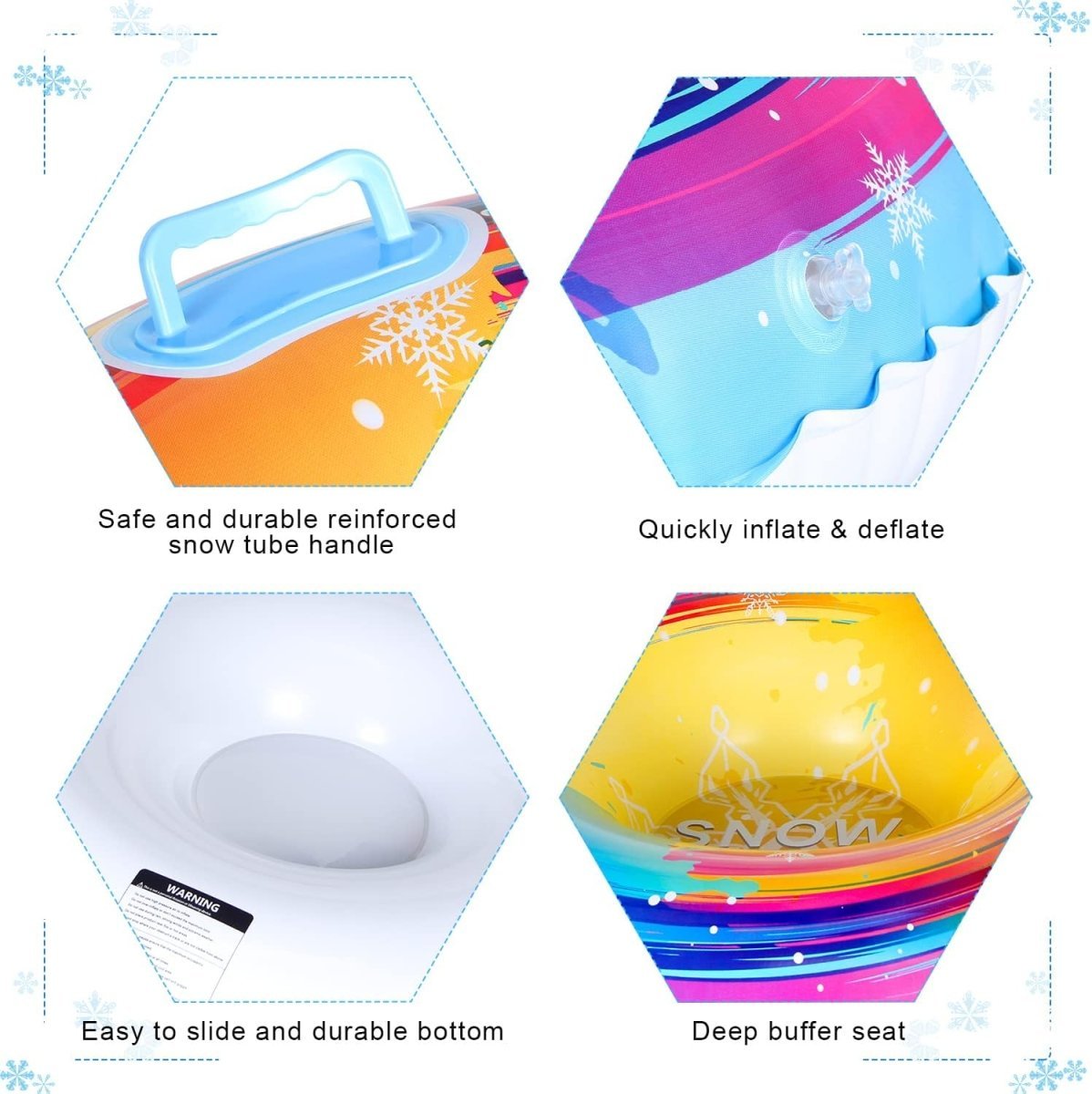 Snow Tube - FrostWave Inflatable with Sturdy Handles