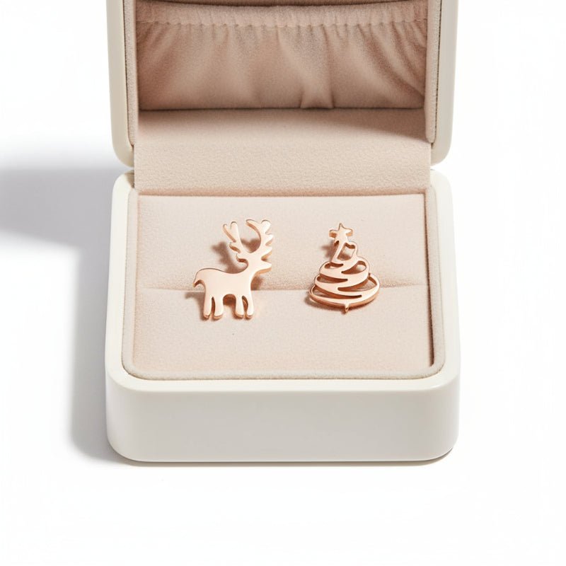 Sparkling Silver Christmas Stud Earrings - LuxeGleam