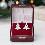 Sparkling Silver Christmas Stud Earrings - LuxeGleam