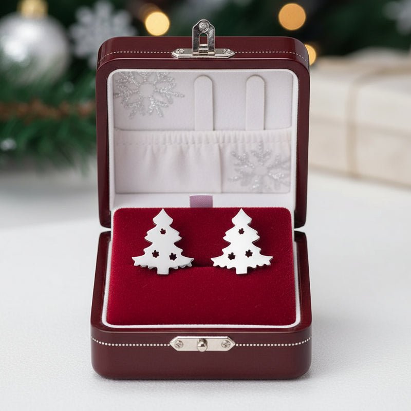 Sparkling Silver Christmas Stud Earrings - LuxeGleam