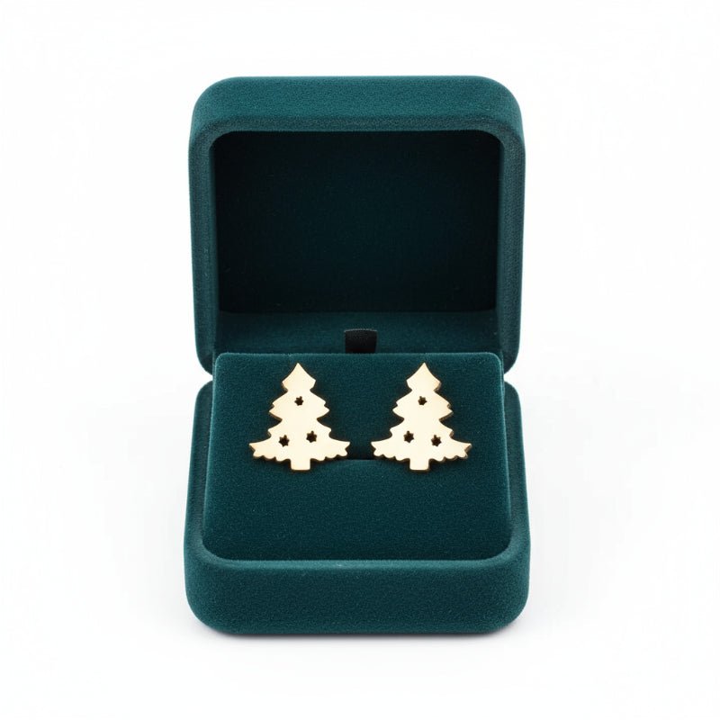 Sparkling Silver Christmas Stud Earrings - LuxeGleam