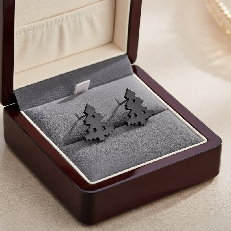 Sparkling Silver Christmas Stud Earrings - LuxeGleam