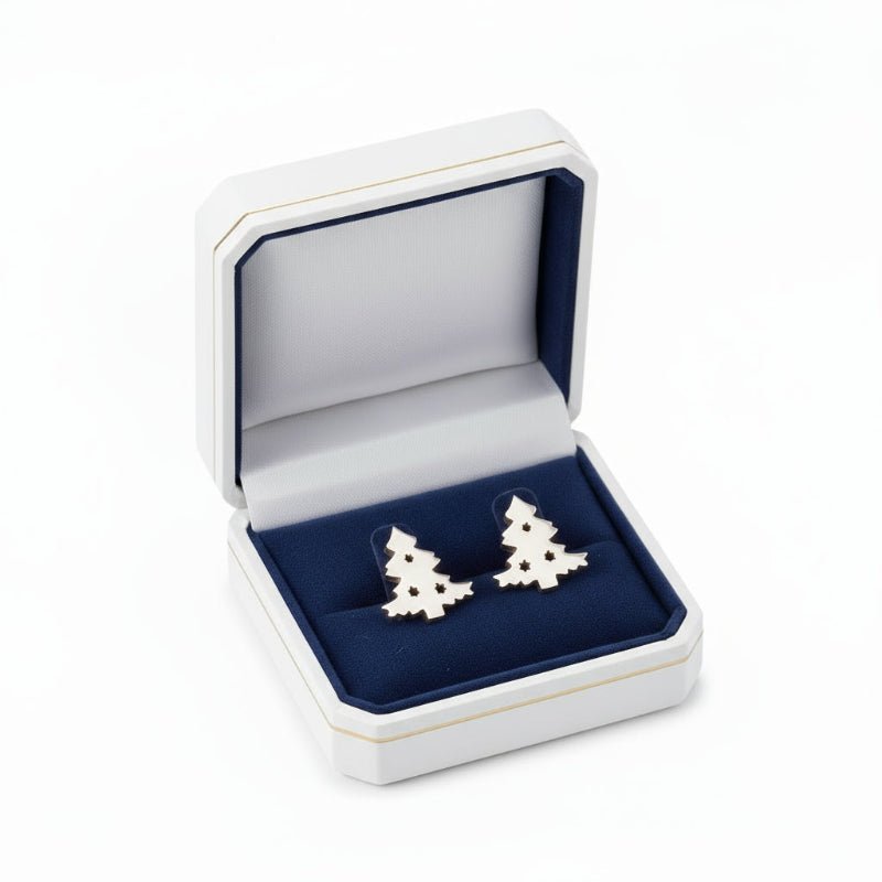 Sparkling Silver Christmas Stud Earrings - LuxeGleam