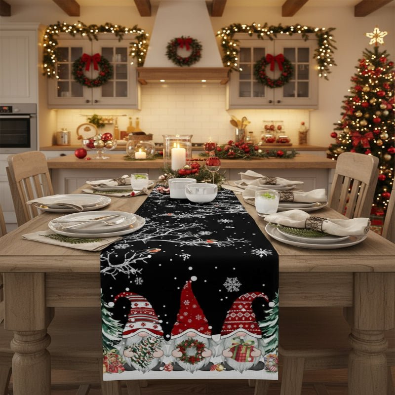 Snowflake Linen Table Runner - GnomeNest Decor