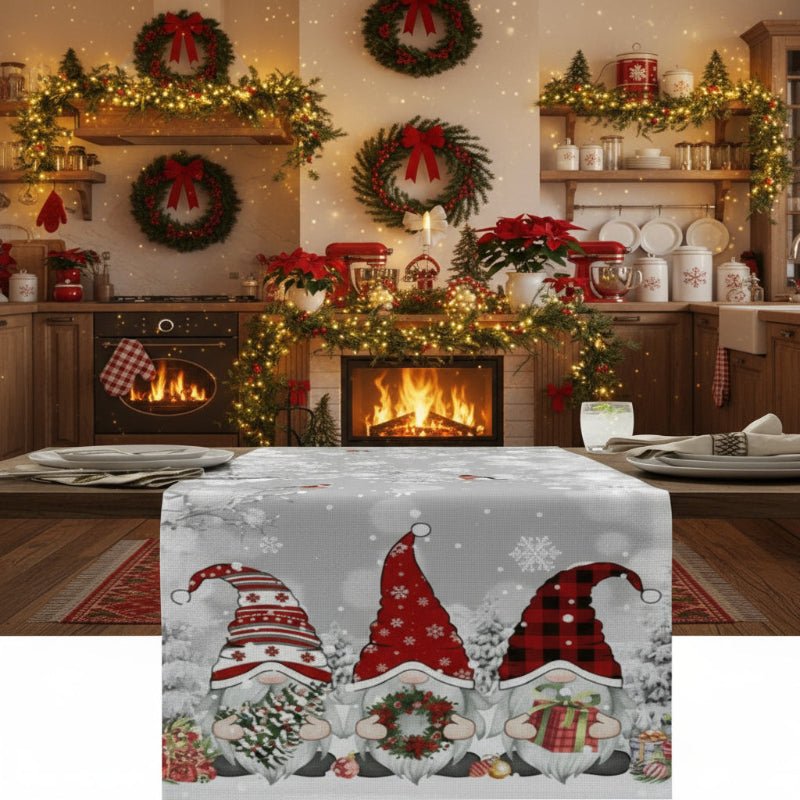 Snowflake Linen Table Runner - GnomeNest Decor