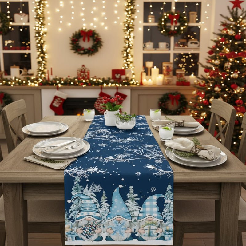 Snowflake Linen Table Runner - GnomeNest Decor