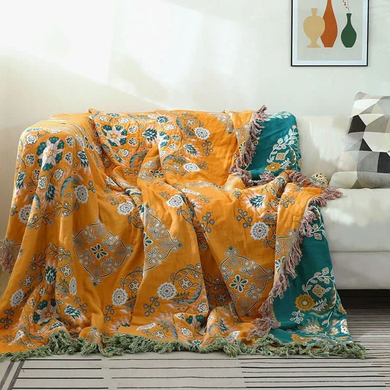 Cozy Cotton Blanket - LuxeNest Boho Jacquard Design
