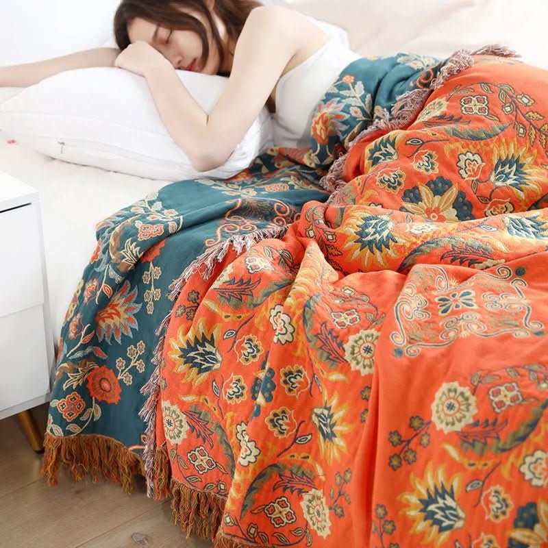 Cozy Cotton Blanket - LuxeNest Boho Jacquard Design