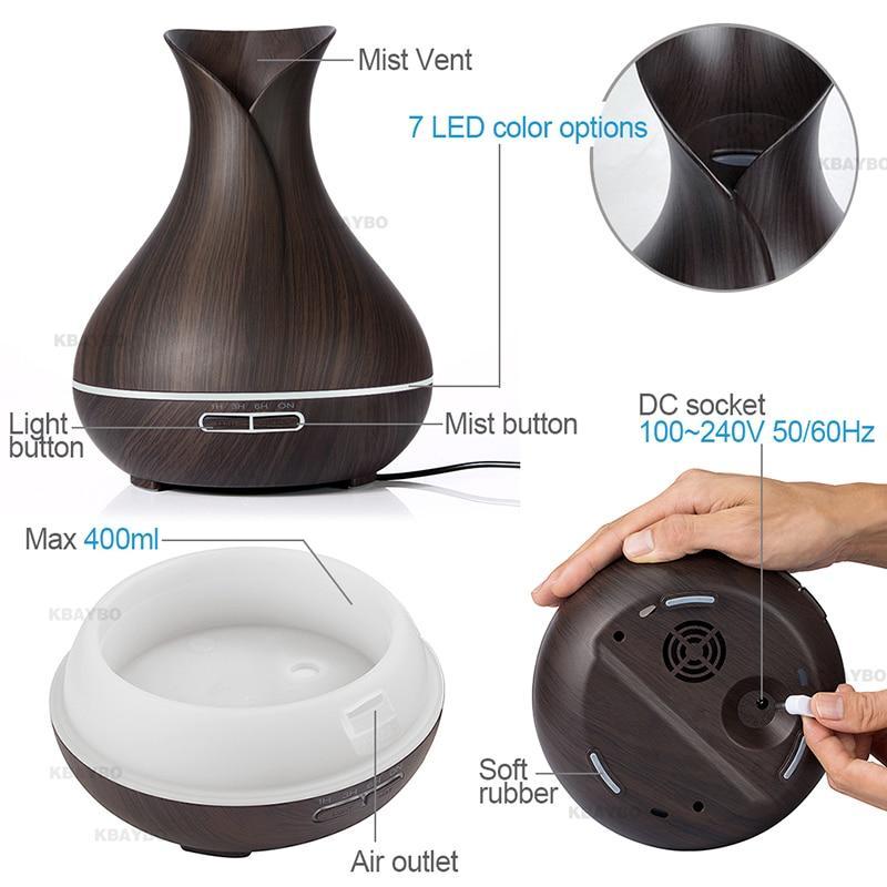 AromaMist 400mL Essential Oil Diffuser with LED Mood Lights