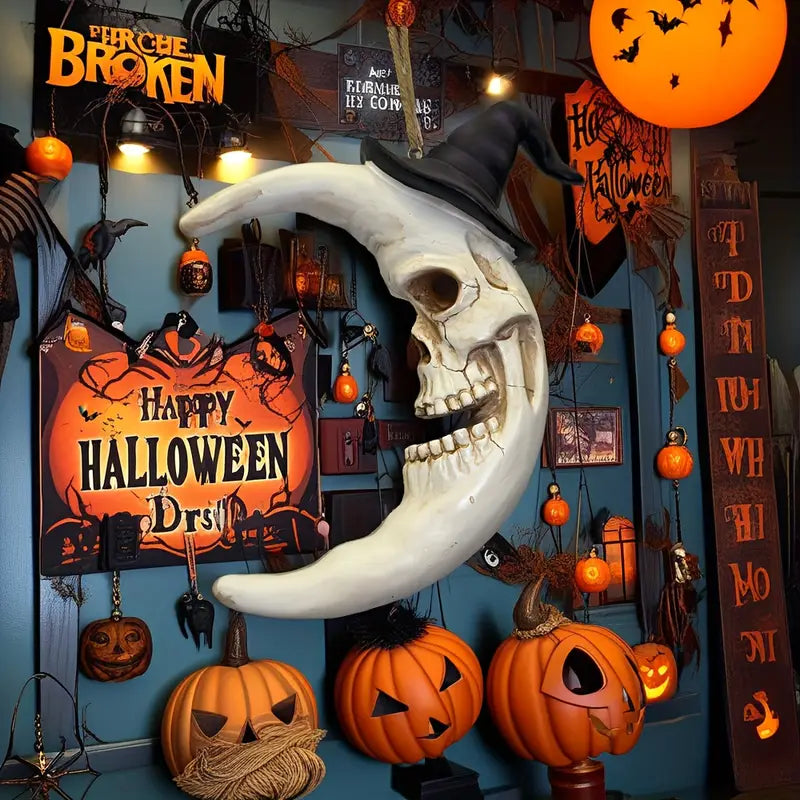 Crescent Moon Skull Ornament - Mystic Decor Co.