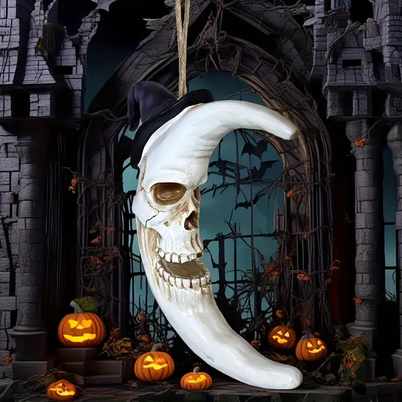 Crescent Moon Skull Ornament - Mystic Decor Co.