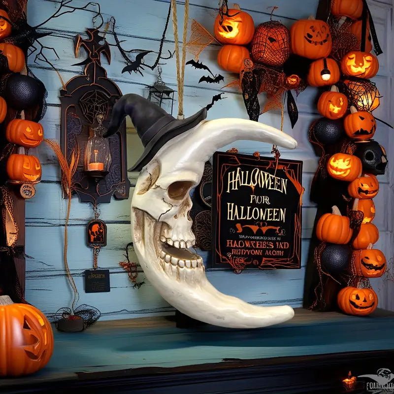Crescent Moon Skull Ornament - Mystic Decor Co.