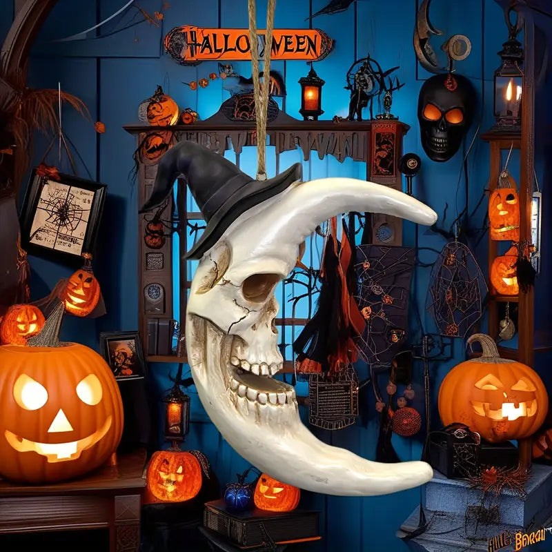 Crescent Moon Skull Ornament - Mystic Decor Co.