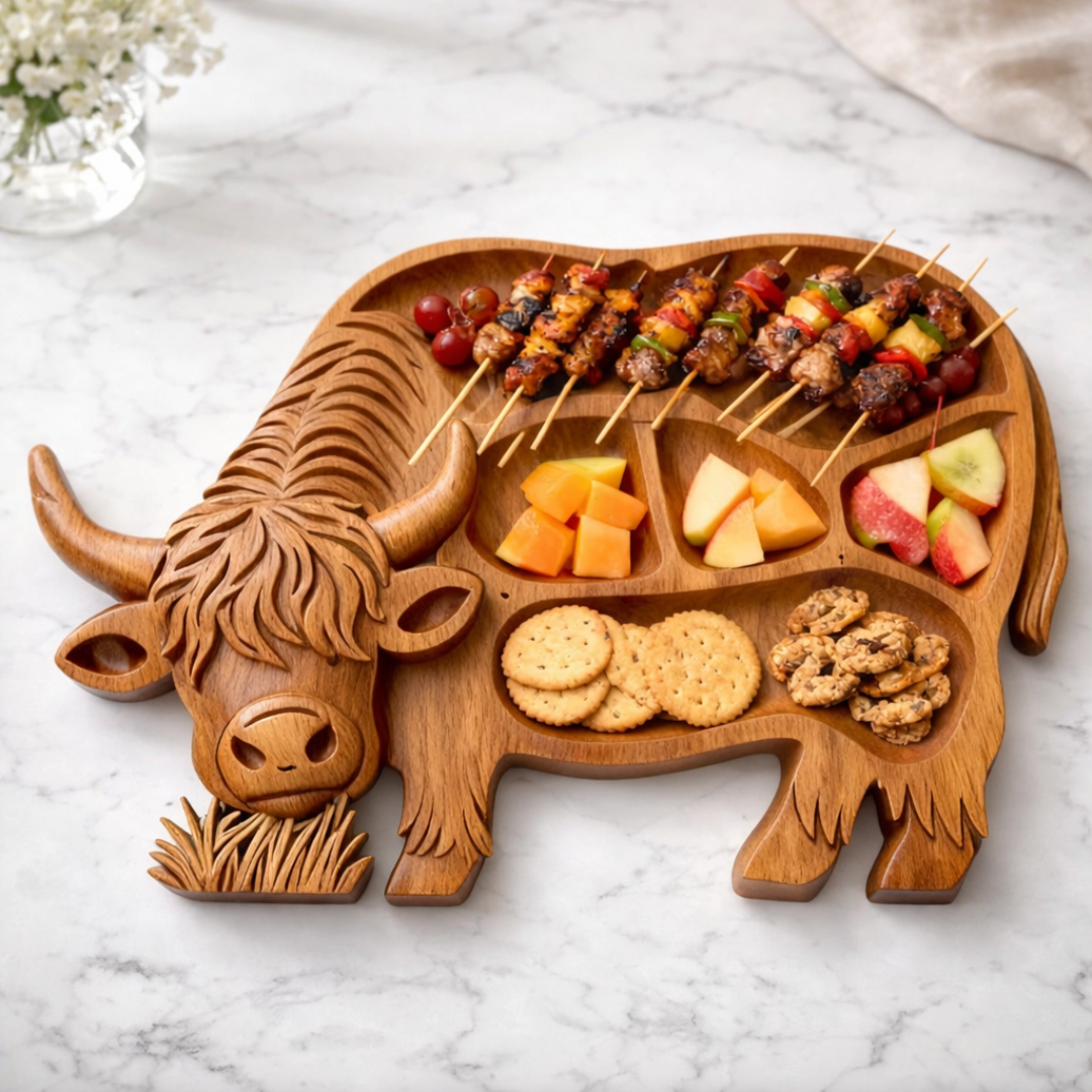 Charcuterie Board - Artisan Woodworks™ Rustic Cow Design