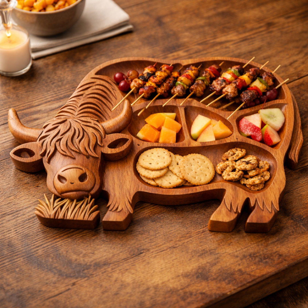Charcuterie Board - Artisan Woodworks™ Rustic Cow Design