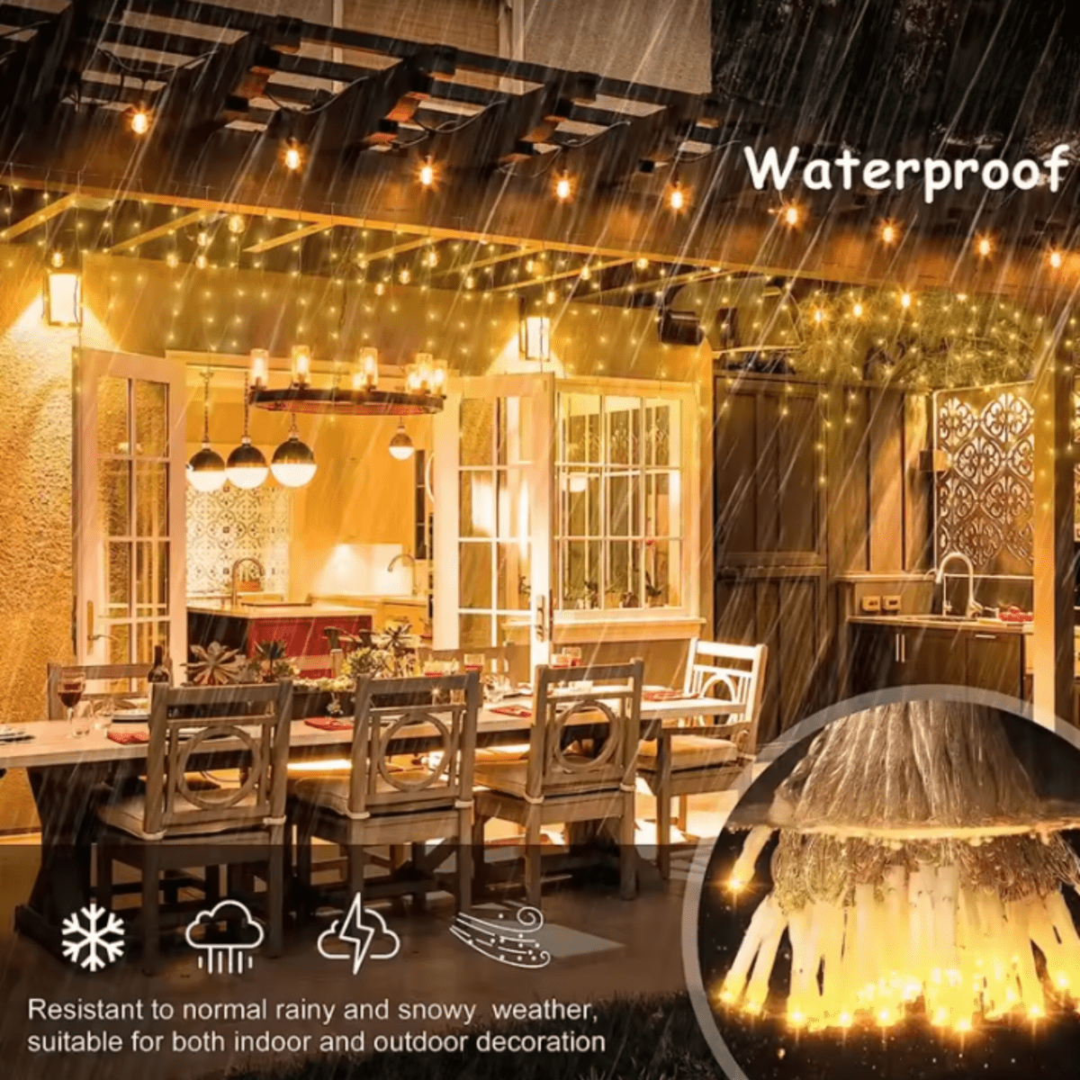 Garden LED Curtain Lights - LuminaGlow Weatherproof Design
