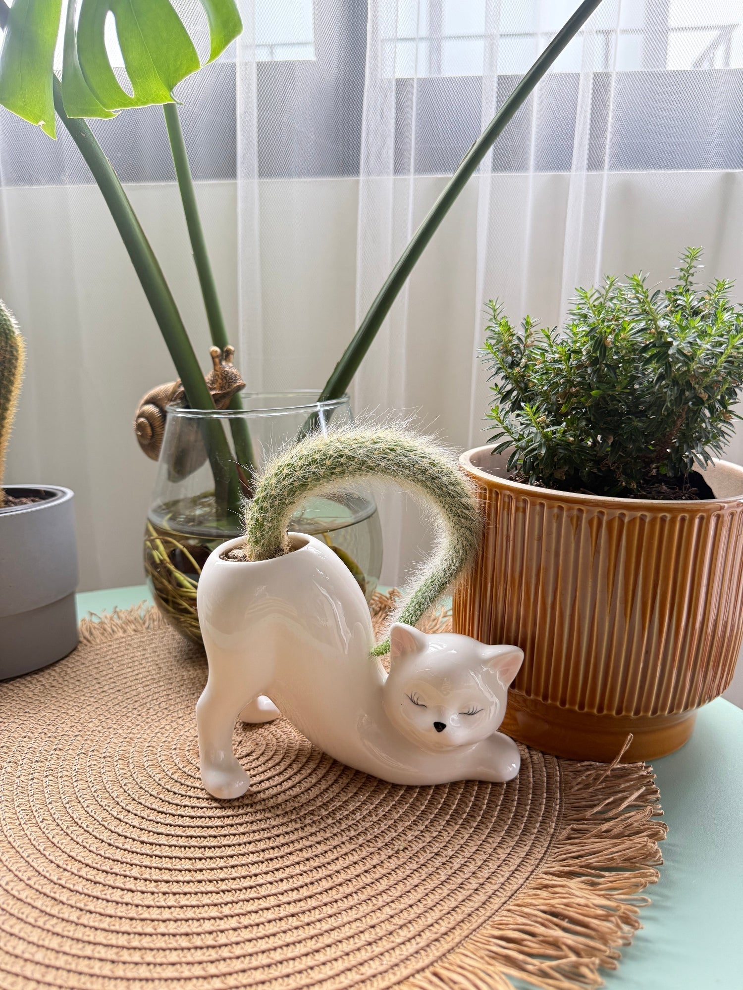 Ceramic Cat Planter - PurrfectNest™ with Drainage Hole
