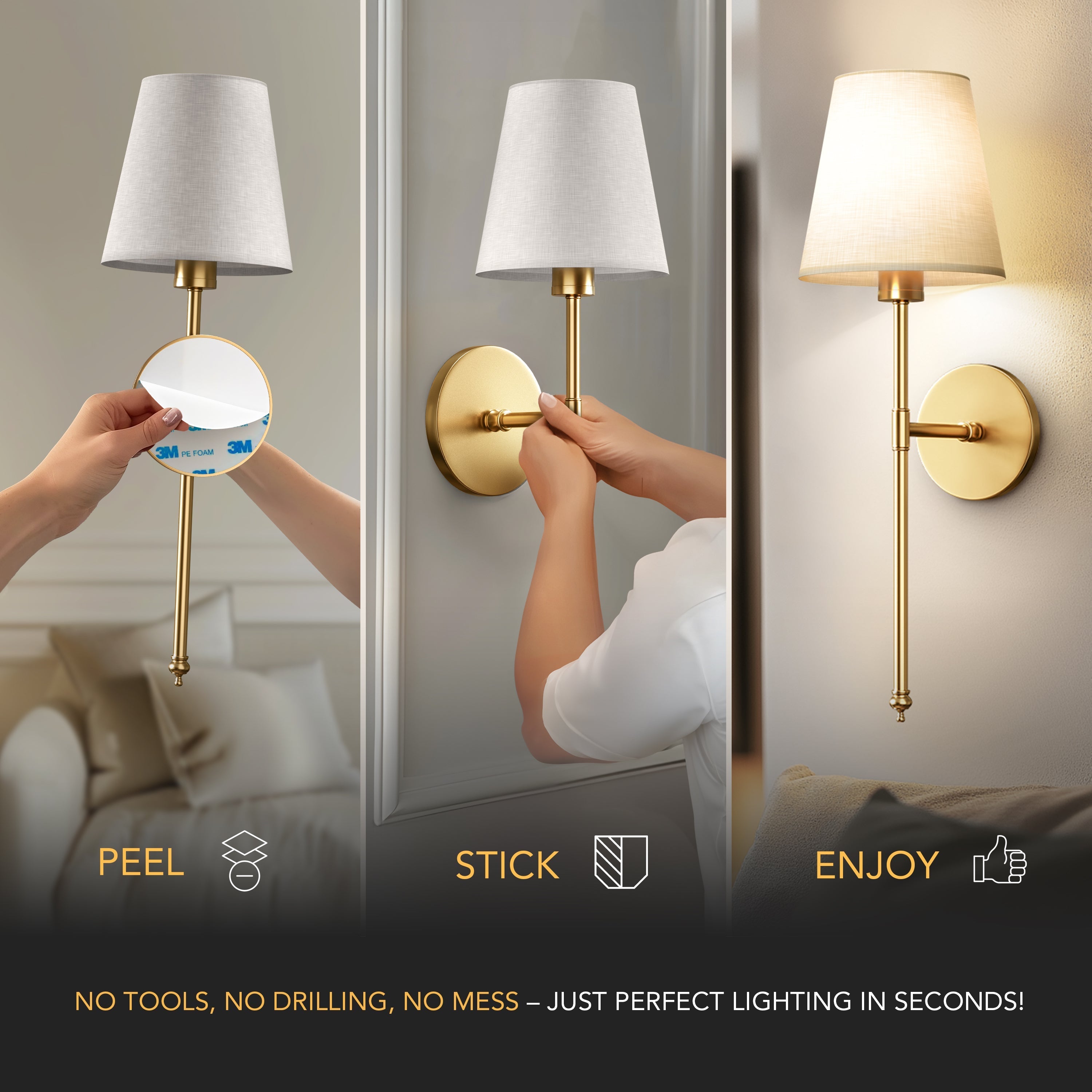 Luminous Wall Sconces - AuraGlow™ Original Wireless Set of 2