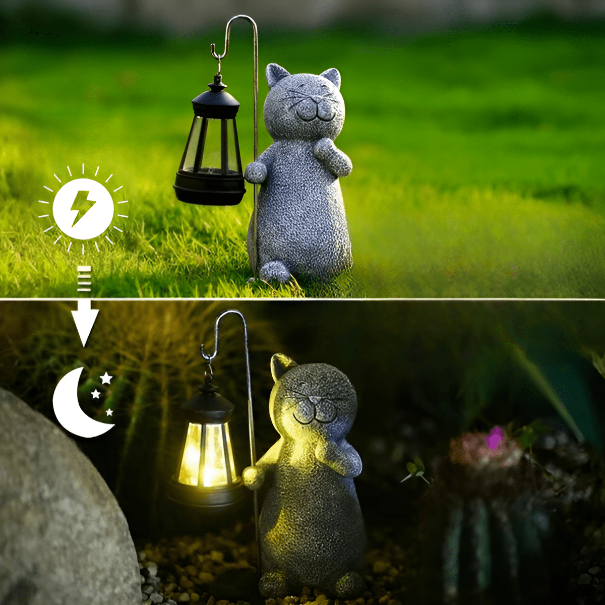Solar Cat Statue - Lumina Garden Decor with Soft Glow