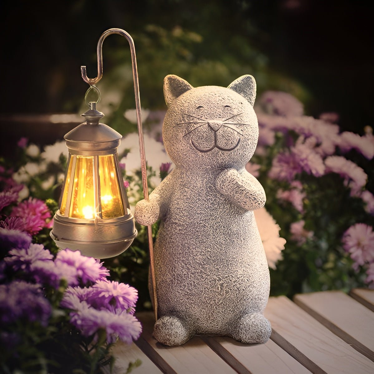 Solar Cat Statue - Lumina Garden Decor with Soft Glow