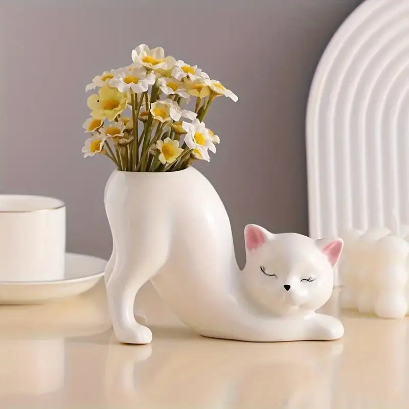 Ceramic Cat Planter - PurrfectNest™ with Drainage Hole