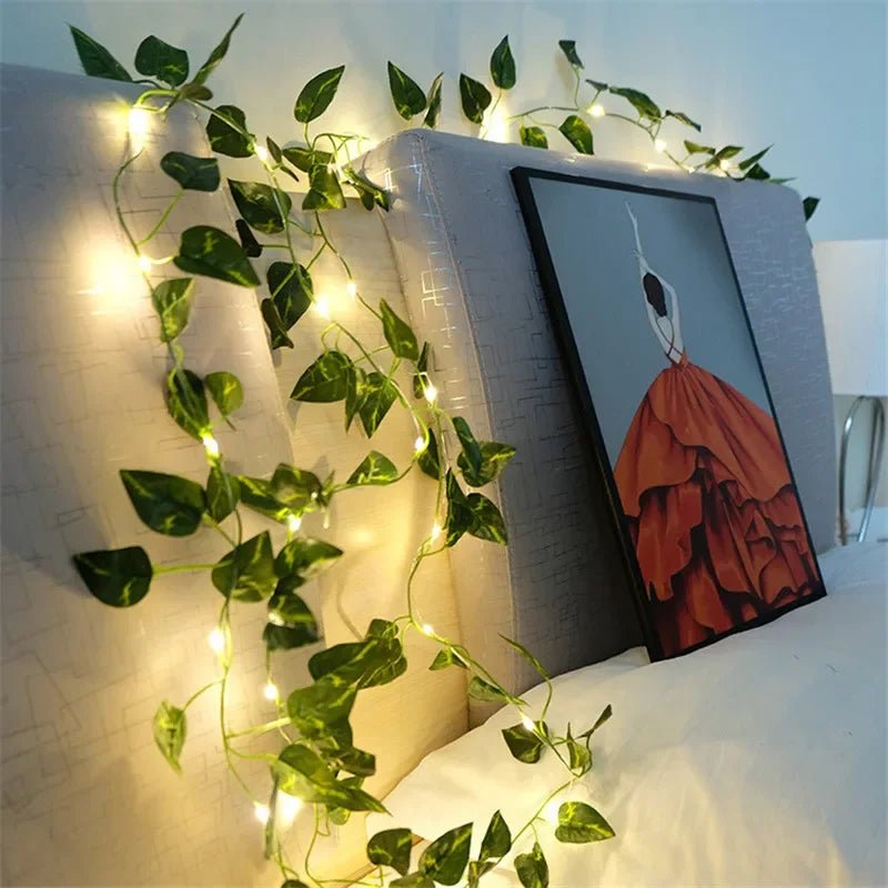 Green Leaf LED String Lights - LuminaGlow