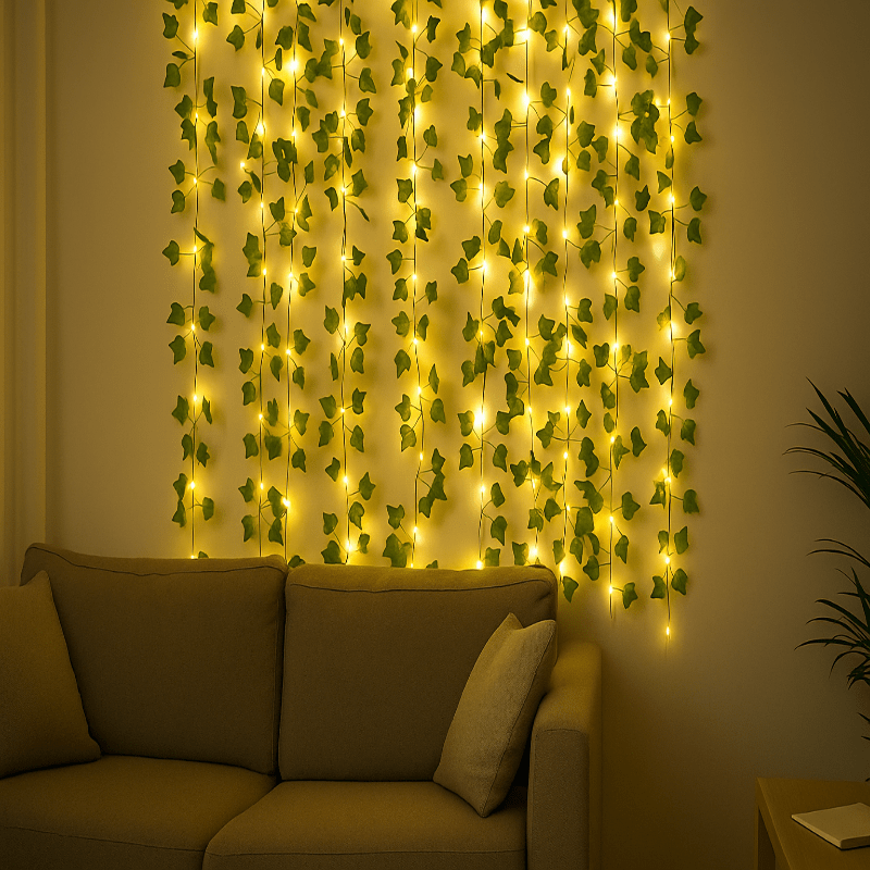 Green Leaf LED String Lights - LuminaGlow