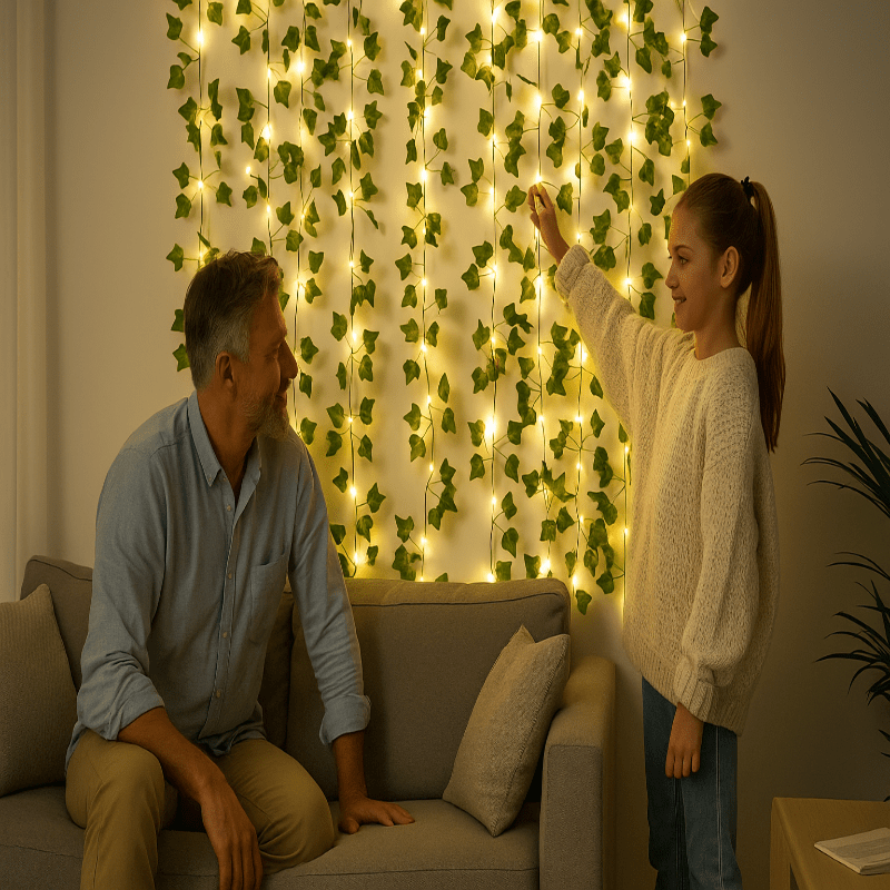 Green Leaf LED String Lights - LuminaGlow
