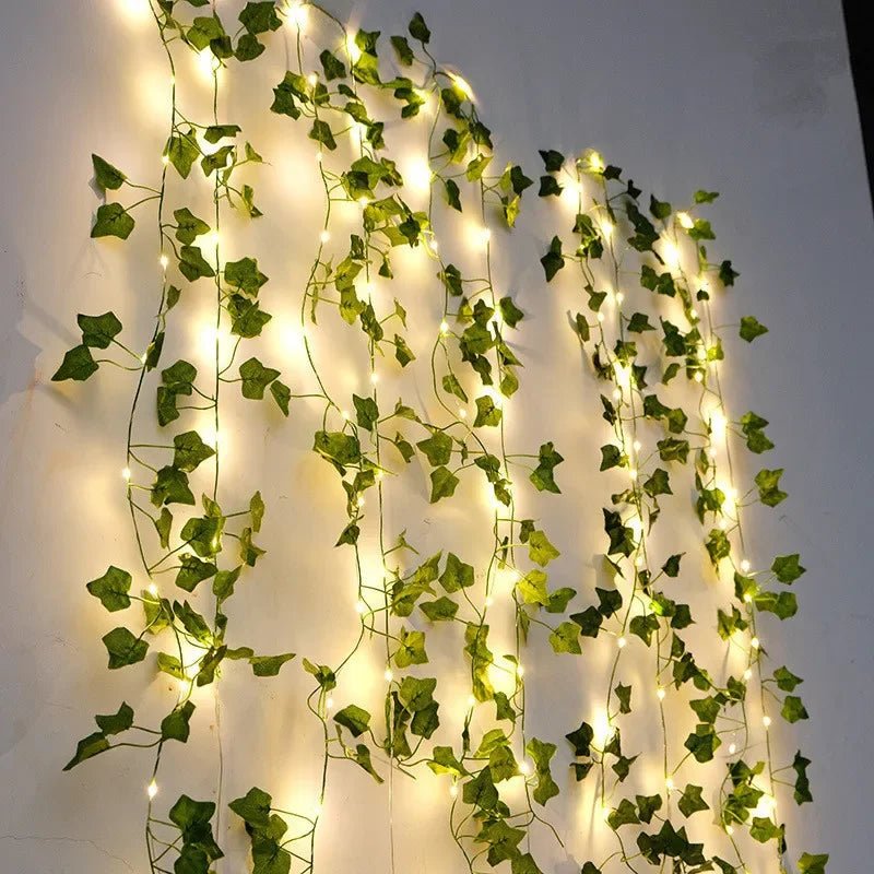 Green Leaf LED String Lights - LuminaGlow