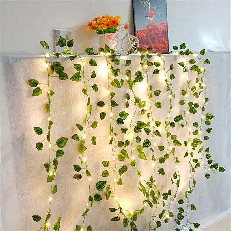 Green Leaf LED String Lights - LuminaGlow