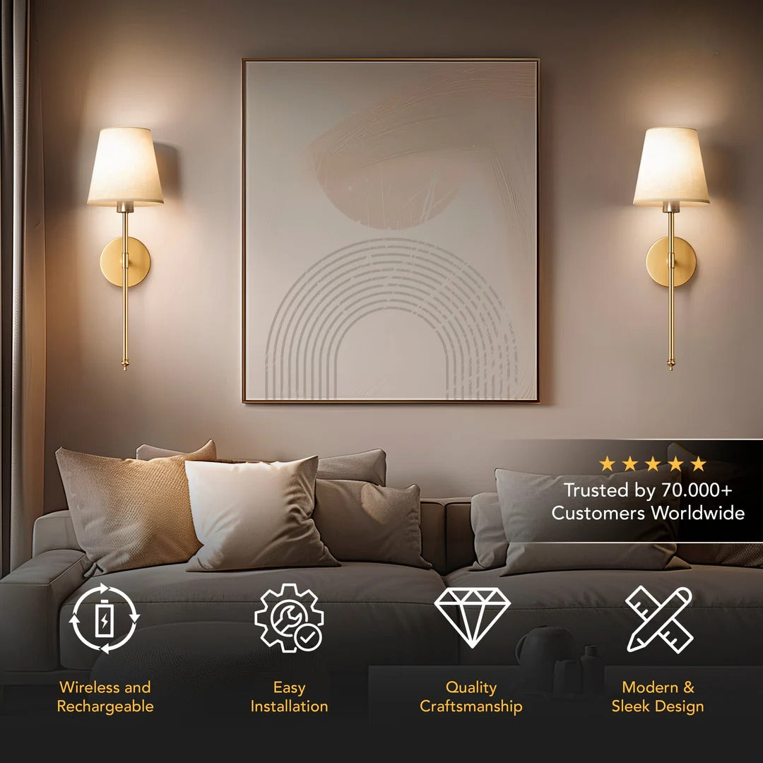 Luminous Wall Sconces - AuraGlow™ Original Wireless Set of 2
