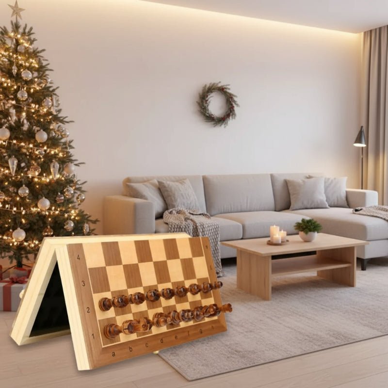 Premium Wooden Chess Set - Luxor Games Folding Board 39 cm