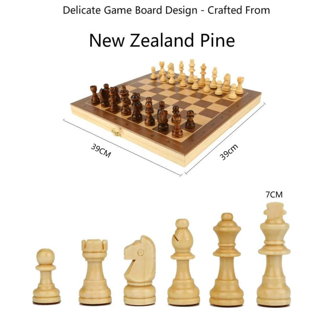 Premium Wooden Chess Set - Luxor Games Folding Board 39 cm