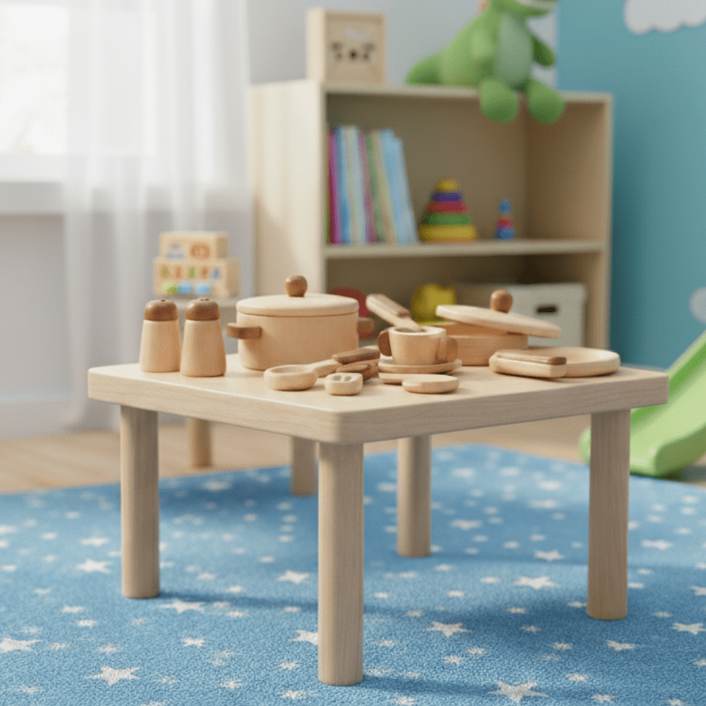 Wooden Play Kitchen - TimberNest Log Design for Kids