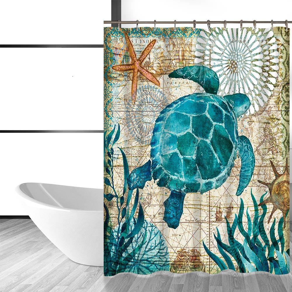 Sea Turtle Waterproof Shower Curtain - AquaVista Designs