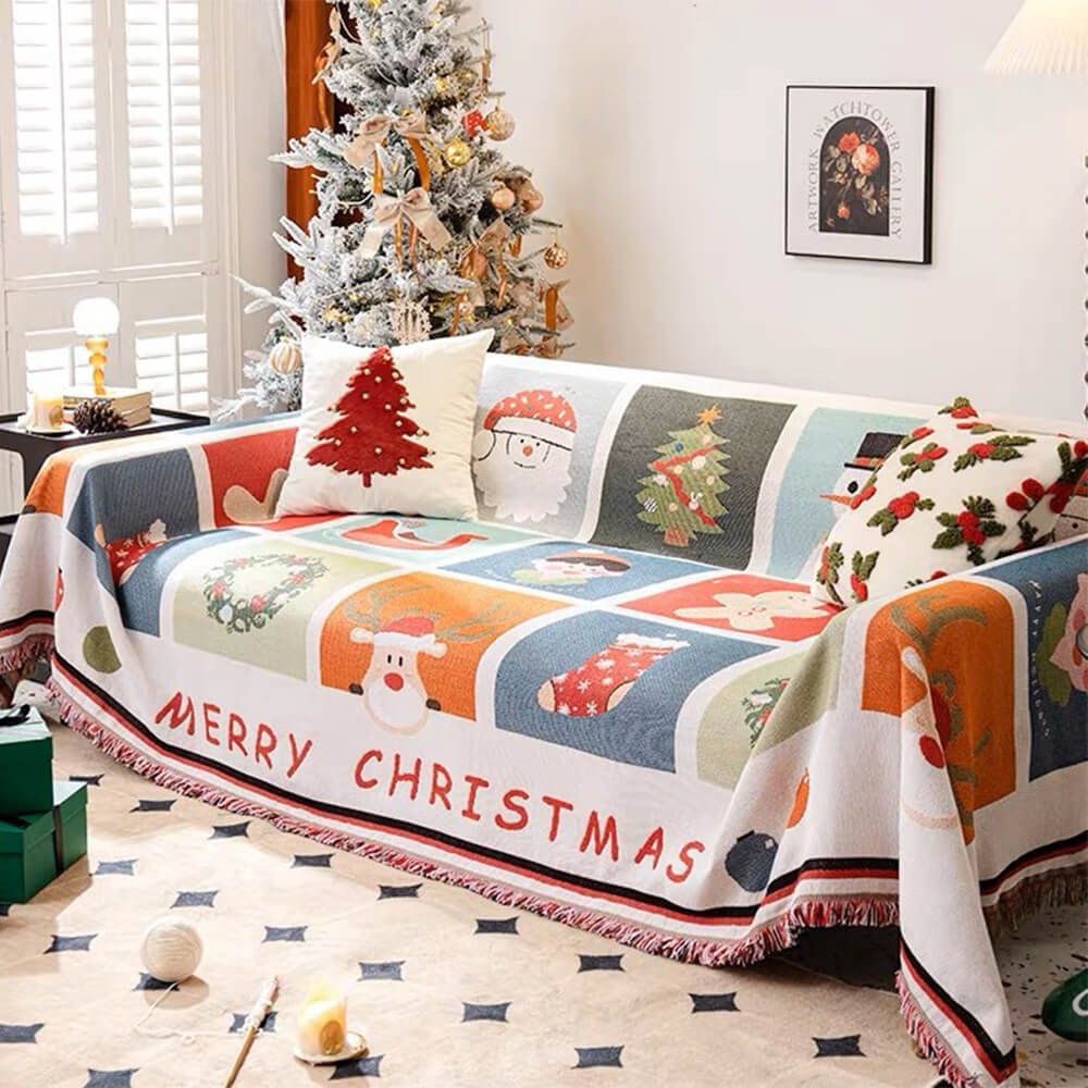 Cozy Knit Christmas Sofa Cover - LuxeHome Decor