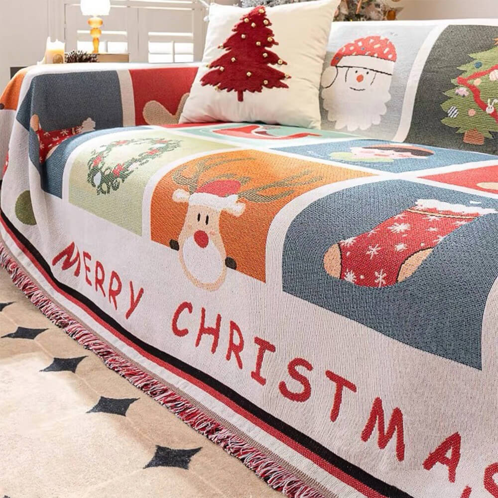 Cozy Knit Christmas Sofa Cover - LuxeHome Decor