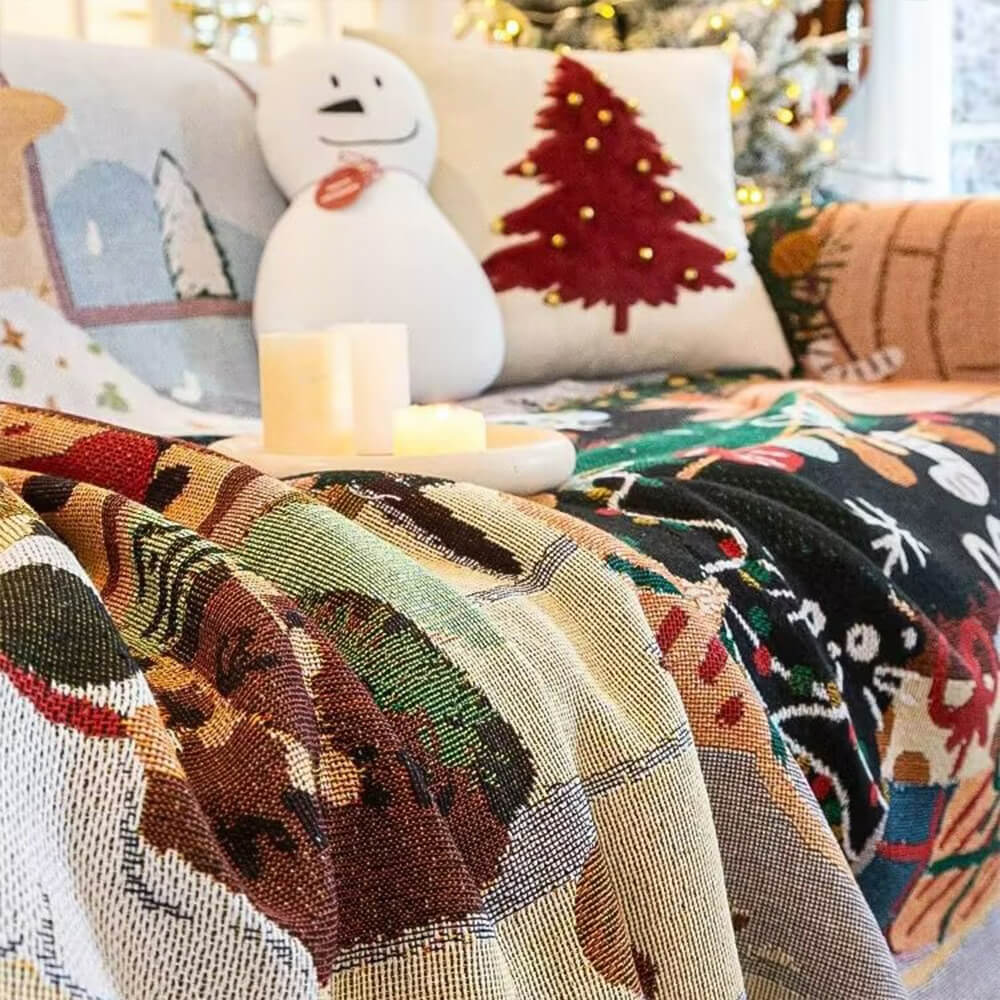 Cozy Knit Christmas Sofa Cover - LuxeHome Decor