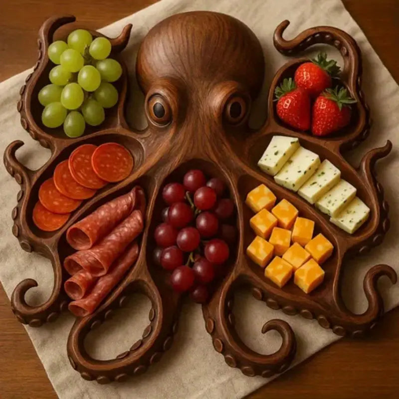 Octopus Charcuterie Board - ArtisanWave™ Rustic Platter