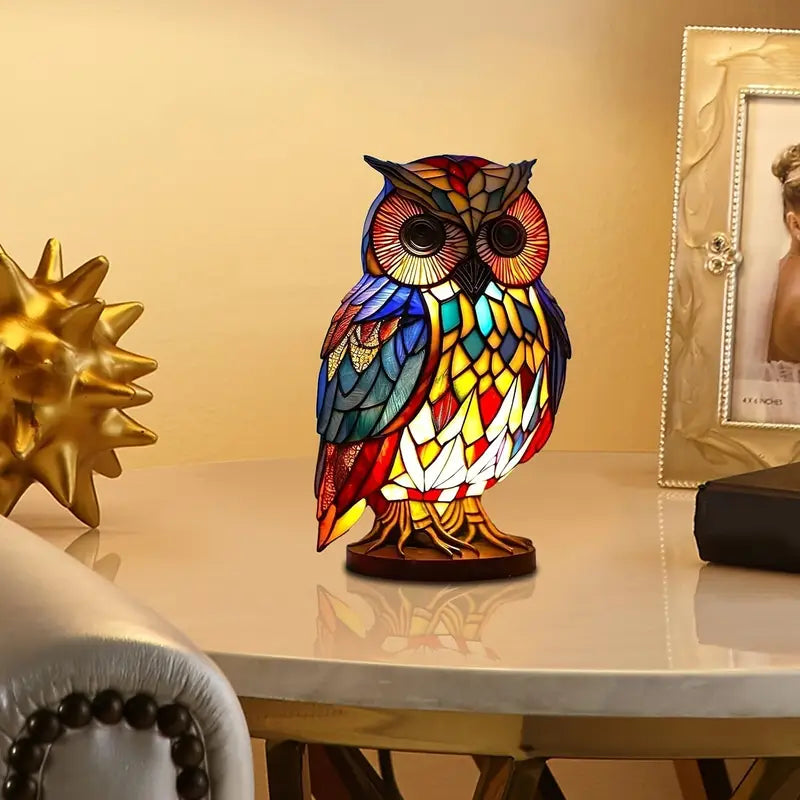 Mosaic Owl Lamp - LuminaCraft