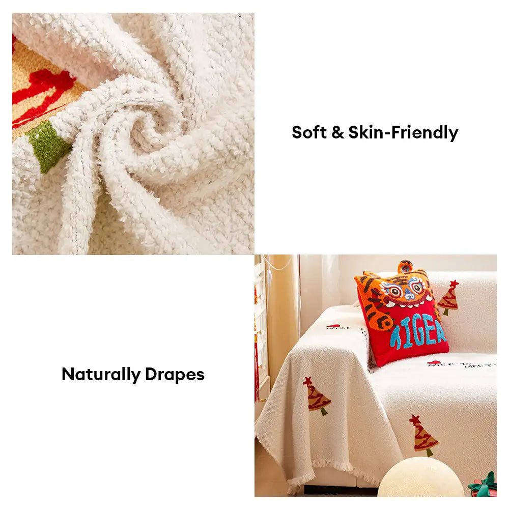 Cozy Plush Sofa Blanket - SnuggleNest Christmas Tree Design
