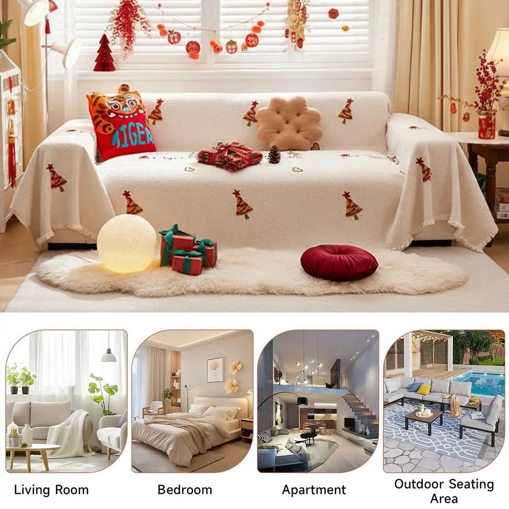 Cozy Plush Sofa Blanket - SnuggleNest Christmas Tree Design