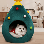 Cozy Cat Bed - WhiskerNest Christmas Tree Design