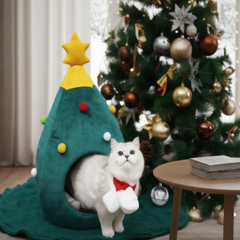 Cozy Cat Bed - WhiskerNest Christmas Tree Design