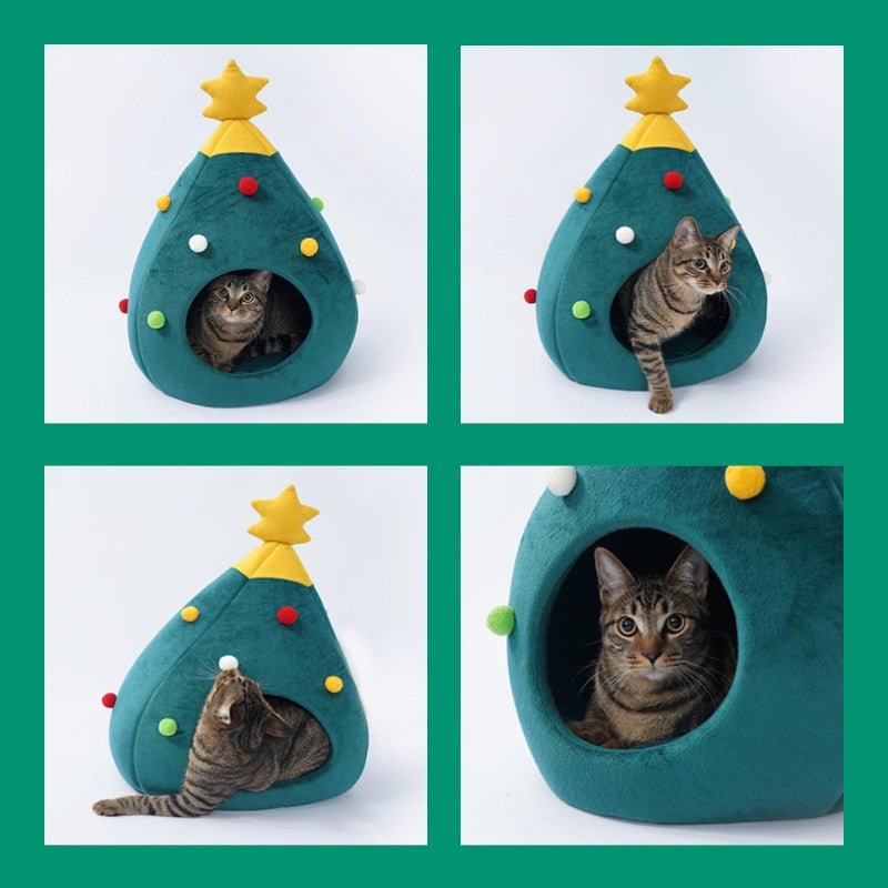 Cozy Cat Bed - WhiskerNest Christmas Tree Design