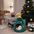 Cozy Cat Bed - WhiskerNest Christmas Tree Design