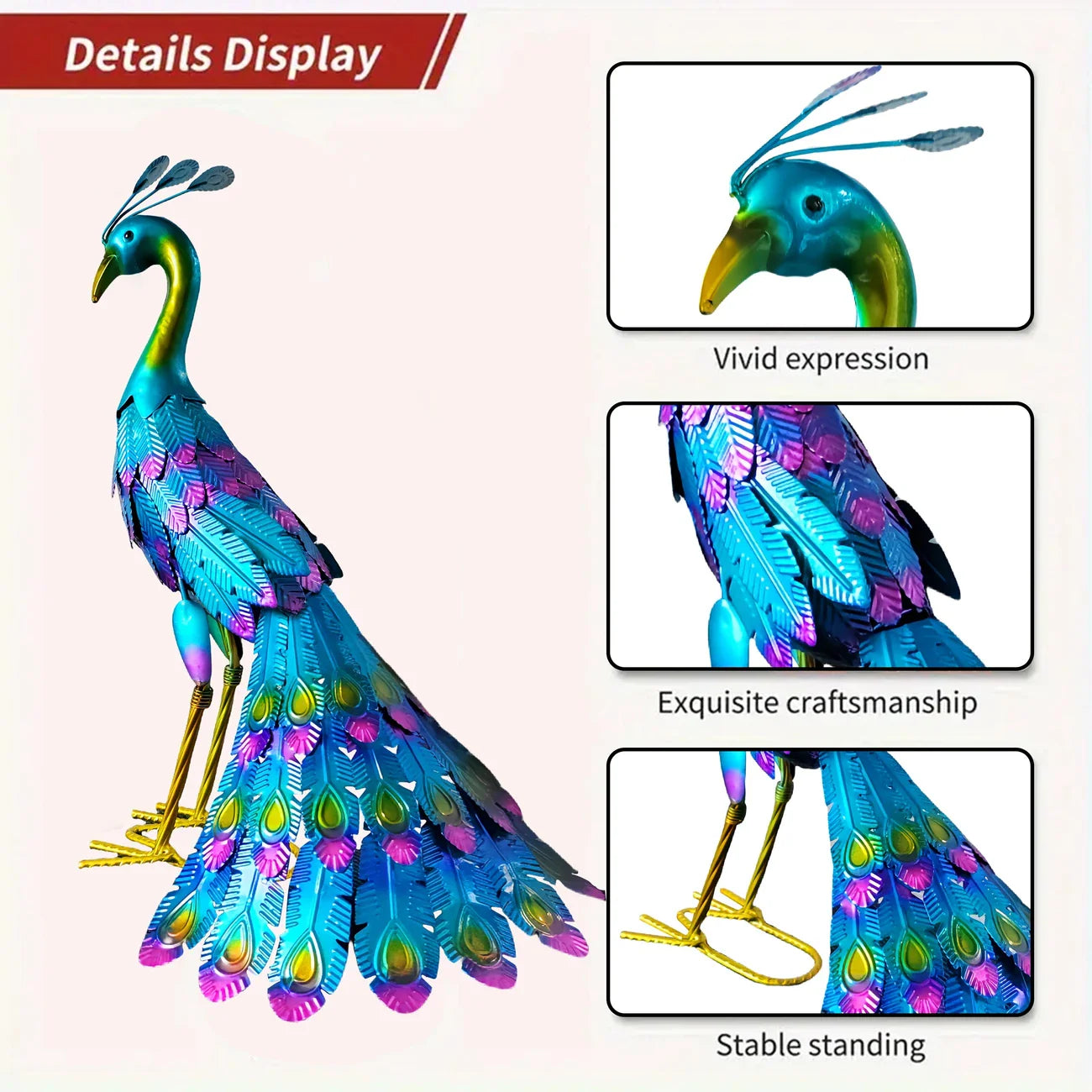 Peacock Sculpture - LuxeArtistry™ Majestic Home Decor