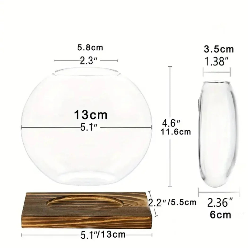 Propagation Vase - VerdantNest with Elegant Wooden Stand
