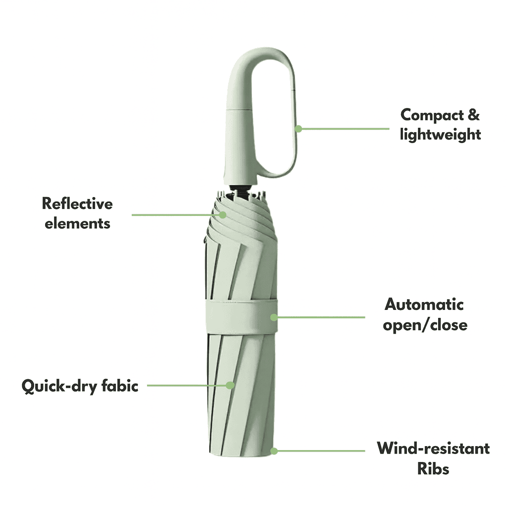 Windproof Compact Umbrella - AquaShield