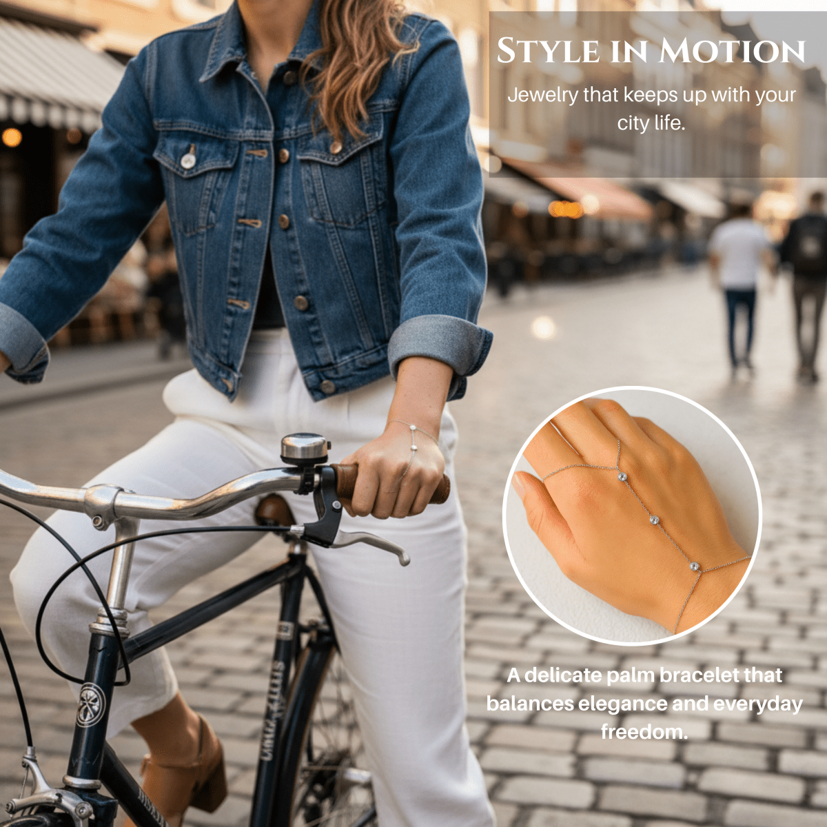 Crystal-Embellished Adjustable Ring Bracelet - Luminara
